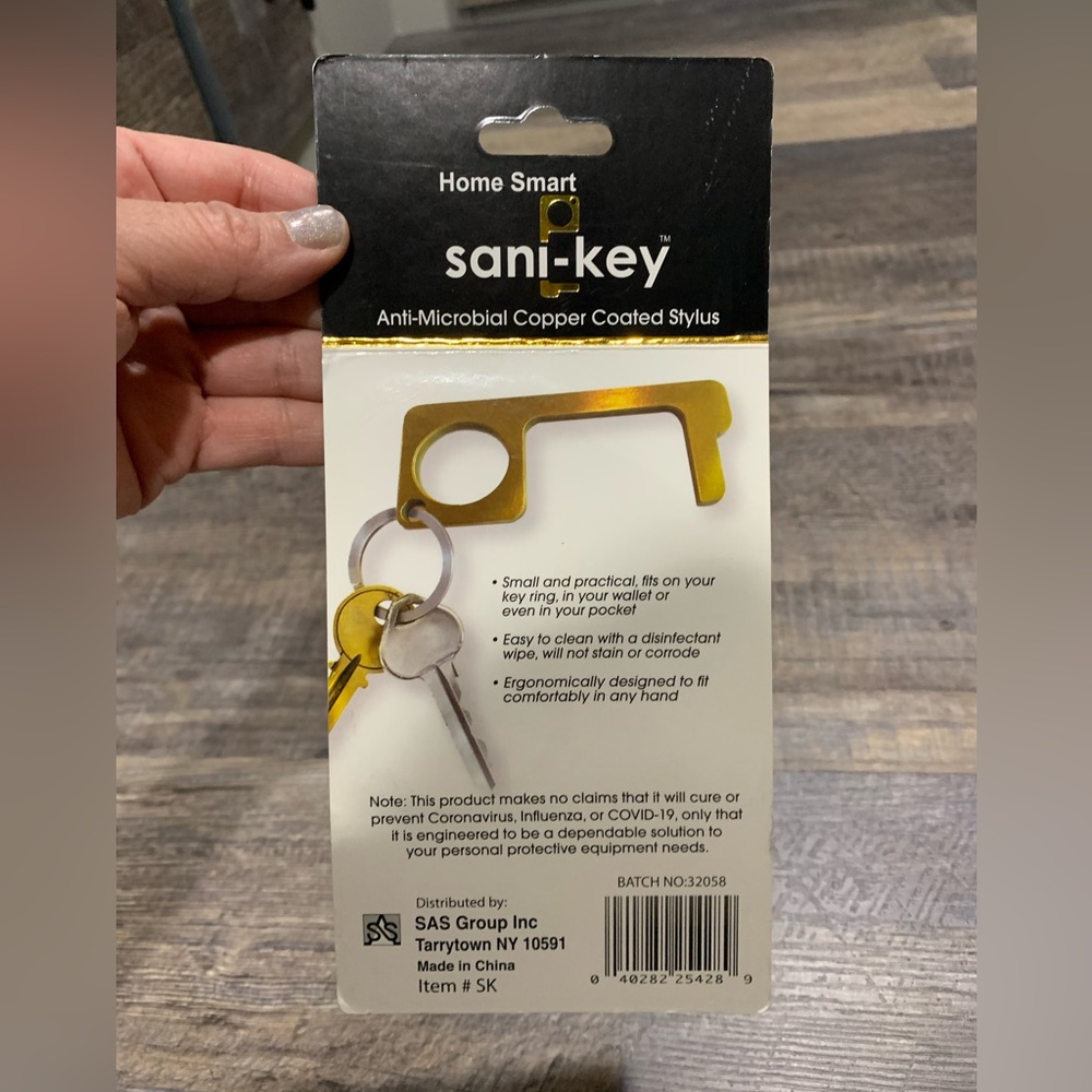 New In Package Anti-microbial HOME SMART SaniKey Copper Keychain Key Stylus - Picture 2 of 3